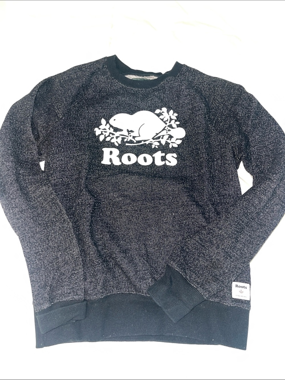 Roots Charcoal Heather Logo Crew Sweatshirt